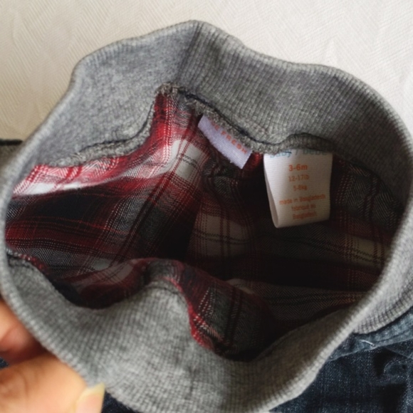 joe fresh plaid flannel lined pull-on denim jeans 6 months baby - Picture 6 of 8